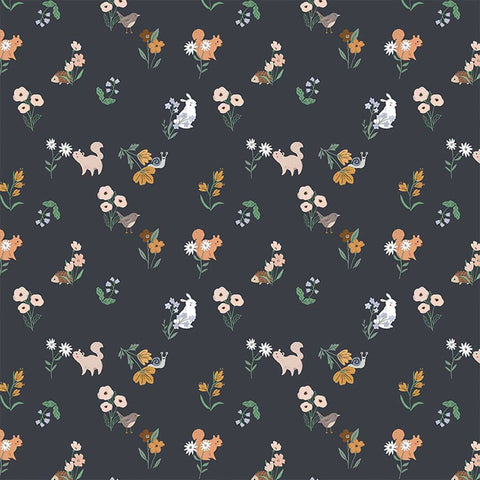 Owl You Need is Love Critters Charcoal Cotton Fabric