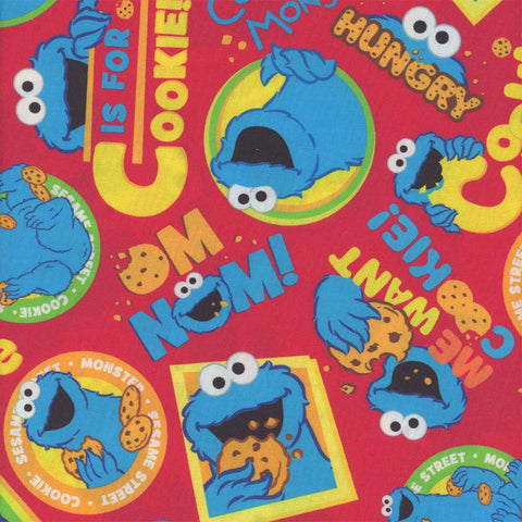 Sesame Street Cookie Monster Cotton Fabric by the Yard