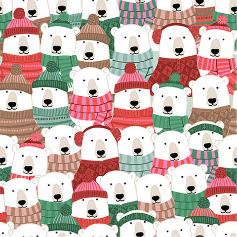 Polar Bear Lodge Bear Face Multi Cotton Fabric