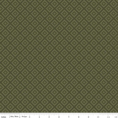 Green tone on tone geometric diamond print with ruler