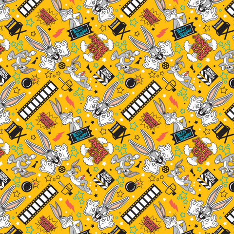 Looney Tunes Bugs Toss Yellow Cotton Fabric