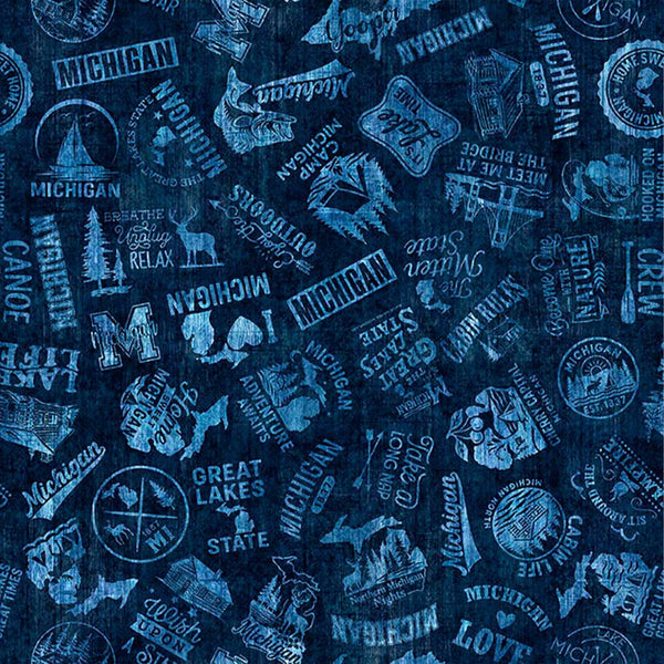 All Michigan Shop Hop 2026 <br> Michigan Slogans Navy
