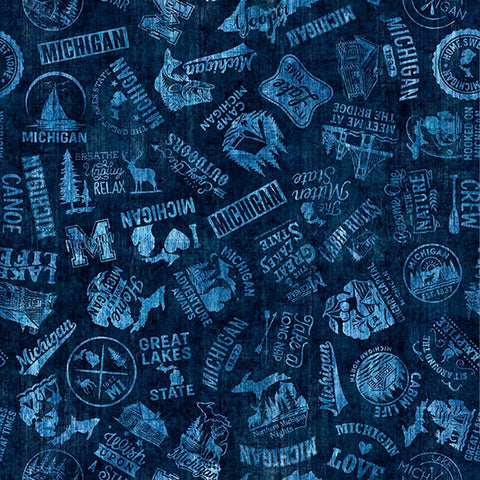 All Michigan Shop Hop 2026 <br> Michigan Slogans Navy