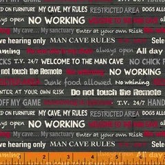 Man Cave <br> Rules Words Gray