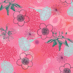 Bright World Botanical Bright Pink cotton fabric