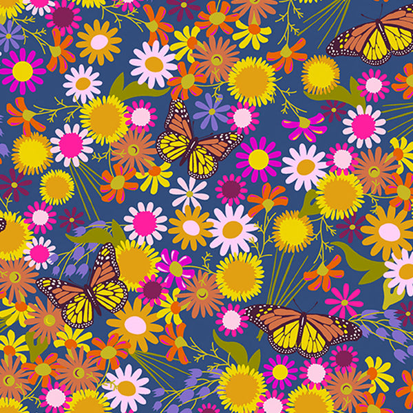 Wildflowers <br> Monarchs and Flowers Denim
