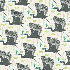 Flora Fauna Wetlands Shadow Cotton Fabric