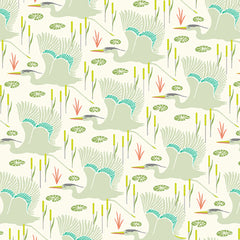 Flora Fauna Wetlands Fog Cotton Fabric