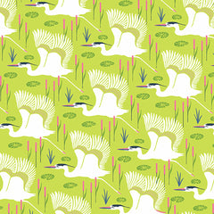 Flora Fauna Wetlands Lichen Cotton Fabric
