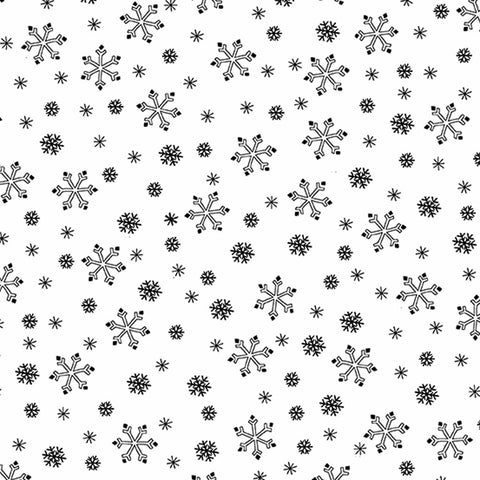 Black and White Snowflakes Cotton Fabric