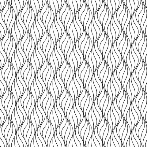 Black and White Waves Cotton Fabric