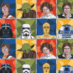 2 Yard Precut <br> Star Wars <br> Stained Glass <br> Portraits Multi