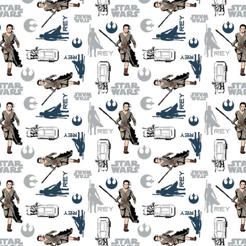 2 Yard Precut <br> Star Wars <br> The Force Awakens Rey White