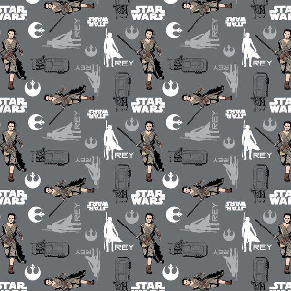 2 Yard Precut <br> Star Wars <br> The Force Awakens Rey Grey