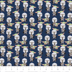 2 Yard Precut <br> Star Wars <br> Mandalorian 2 <br> Hello Friend Navy