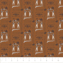 Indiana Jones Hieroglyphics Brown Cotton Fabric