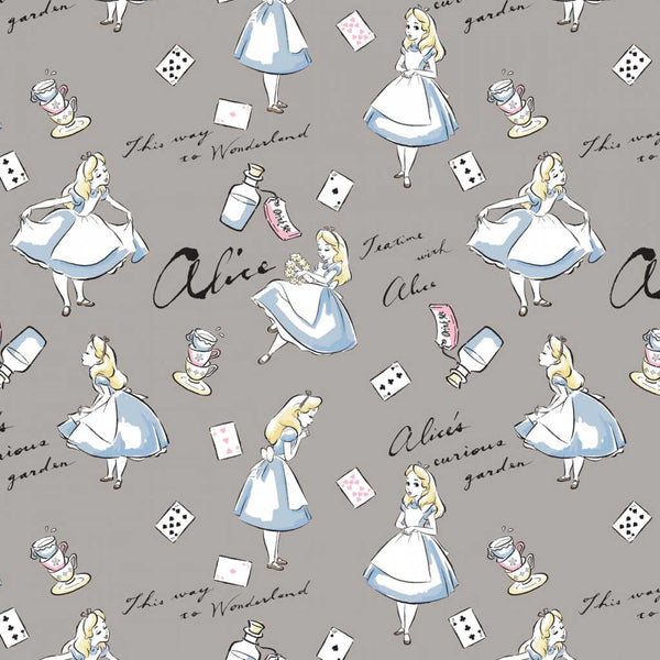 2 Yard Precut <br> Disney Alice in Wonderland Grey