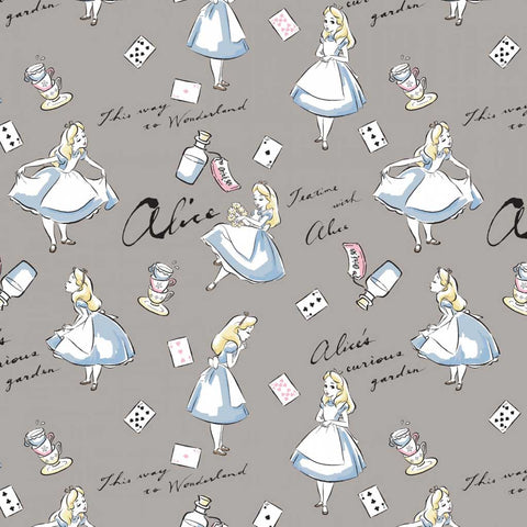 2 Yard Precut <br> Disney Alice in Wonderland Grey