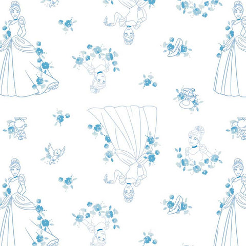 2 Yard Precut <br> Disney Forever Princess <br> Cinderella Toile