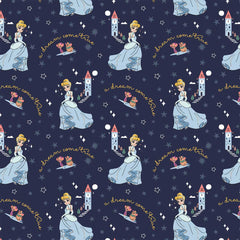Disney Heart of a Princess Cinderella Navy Cotton Fabric