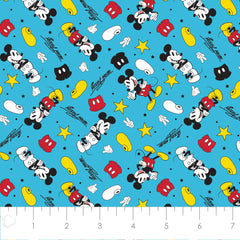 Mickey and Friends Iconic Mickey Toss Aqua Cotton Fabric