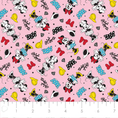 Mickey and Friends Iconic Minnie Toss Pink Cotton Fabric