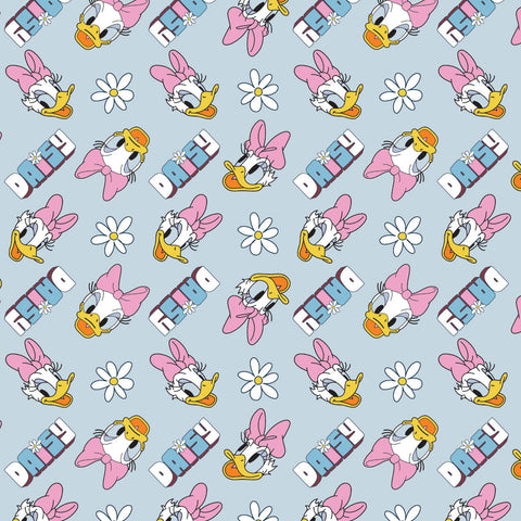 Mickey and Friends Oopsie Daisy Duck Grey Cotton Fabric