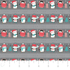 Merry Penguins <br> Snow Day Stripe Charcoal