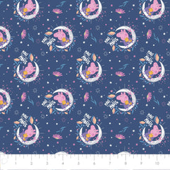 Peppa Pig Moon Magic Navy Cotton Fabric