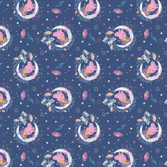 Peppa Pig Moon Magic Navy Cotton Fabric