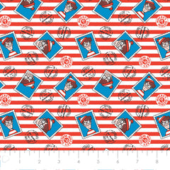 Where's Waldo Stamp Stripe Multi Cotton Fabric