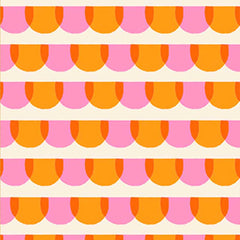 Pattern of pink and orange semicircles on an off-white background