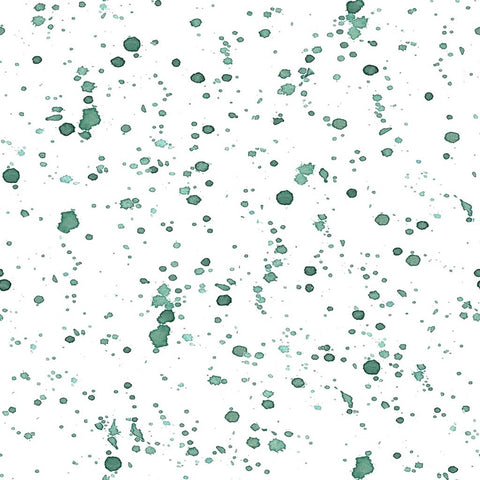 Pattern of green splattered dots on a white background
