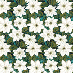 Pattern of white flowers and green leaves