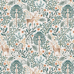 Pattern of deer and foliage on a light background