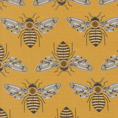 Pattern of large bees on a yellow background
