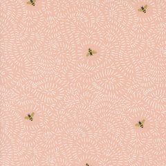 Pattern of bees on a pink background