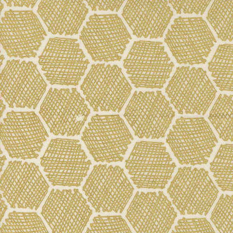 Hexagonal pattern with a textured design in gold