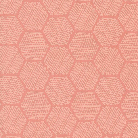 Hexagonal pattern with a textured surface in pink color