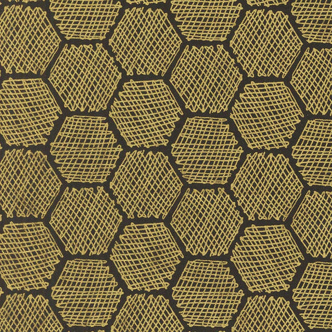 Hexagonal pattern with a textured surface in gold color