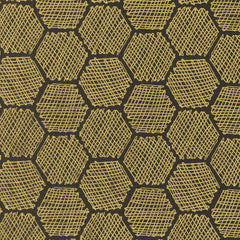 Hexagonal pattern with a textured surface in gold color