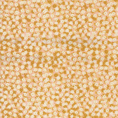 Pattern of small white flowers on a yellow background