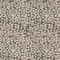 Pattern of small white flowers on a silver background