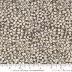 Pattern of small white flowers on a silver background with ruler