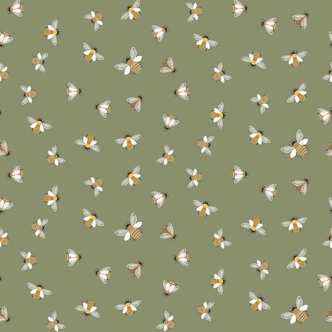 Pattern of bees on a green background