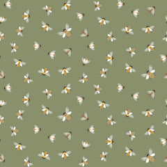 Pattern of bees on a green background