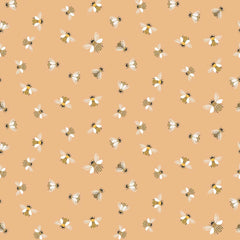Pattern of bees on a brown background