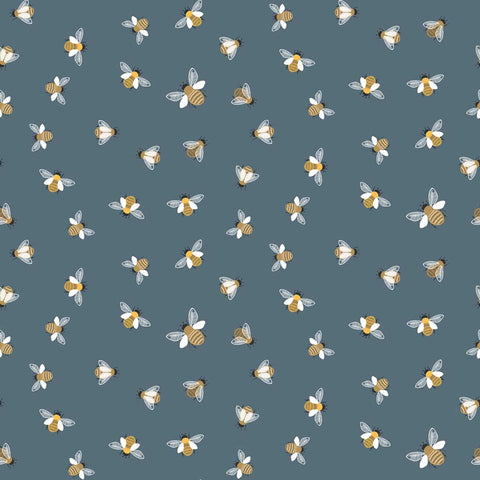 Pattern of bees on a blue background