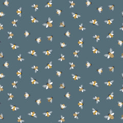 Pattern of bees on a blue background