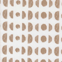 Pattern of brown circles and semi-circles on a white background